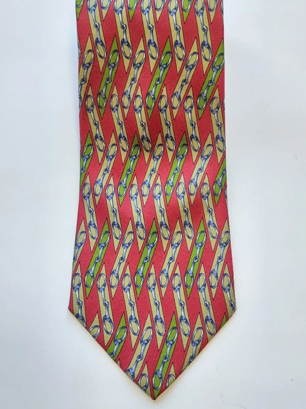 Vintage Gucci 100% Silk Tie Classic Equestrian Pattern Italy Luxury Designer